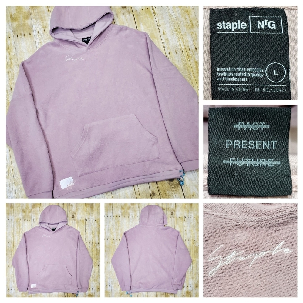 Staple Pigeon NrG Reverse Fleece Hoodie Pre-owned EUC Men's L Inside Out Style